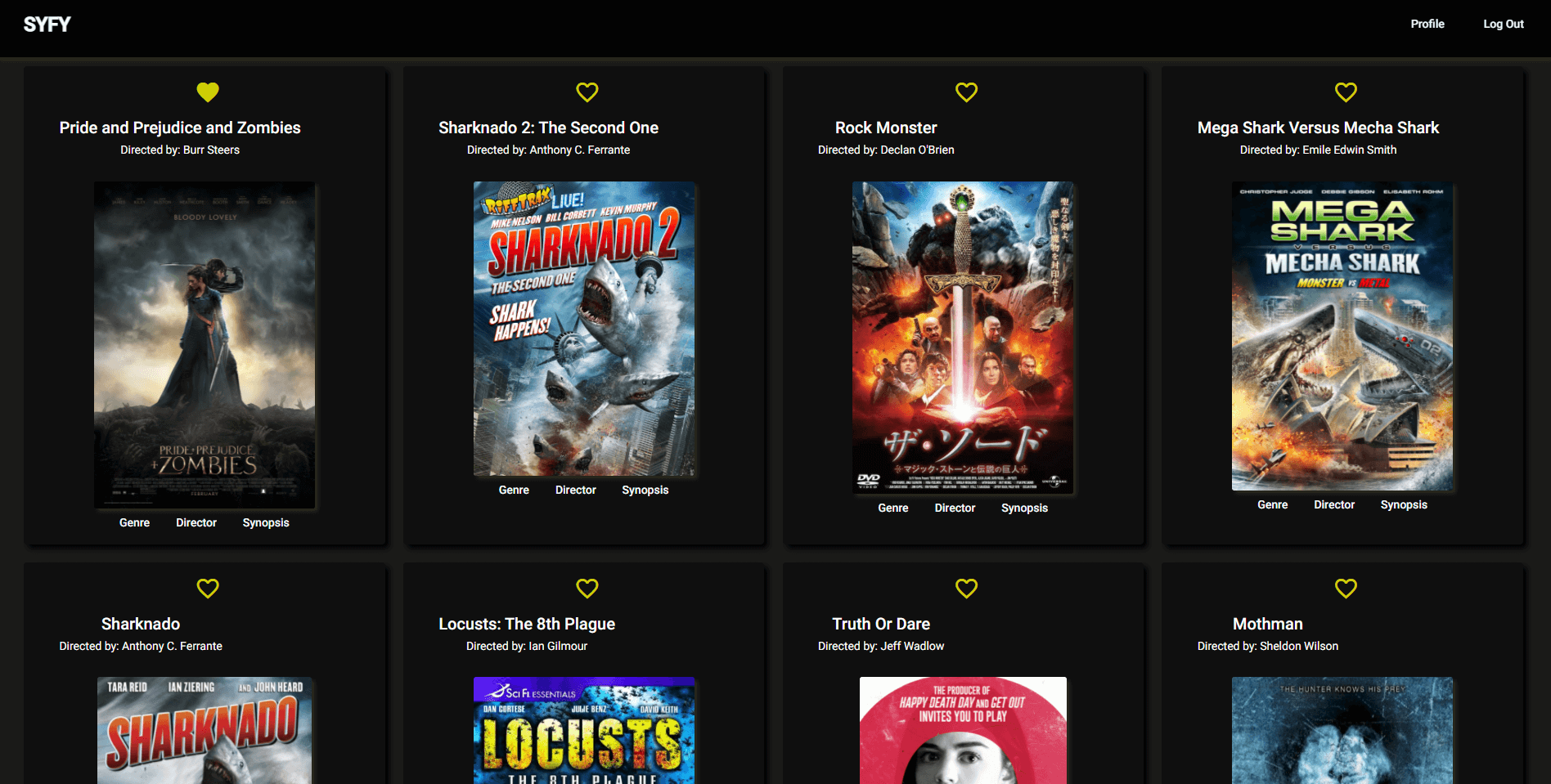 screenshot of movie home screen of Angular app